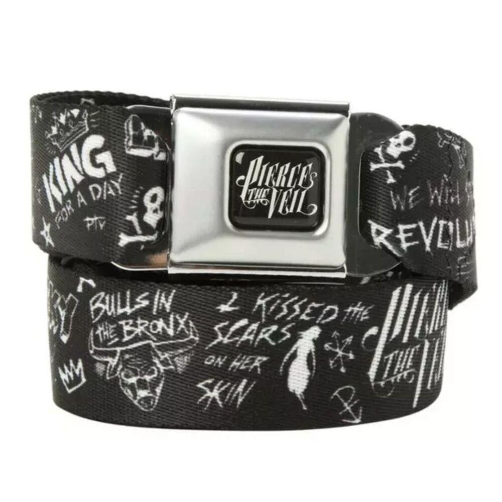 Vintage Pierce The Veil Doodles Y2K Emo Scene Seatbelt Belt Buckle-Down